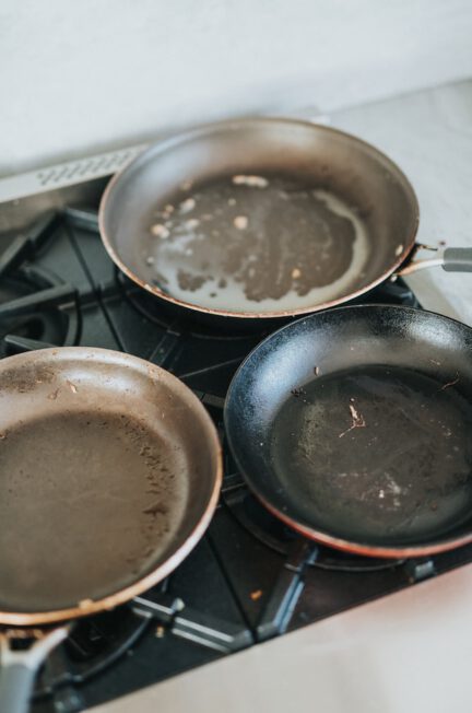 black frying pan on stove